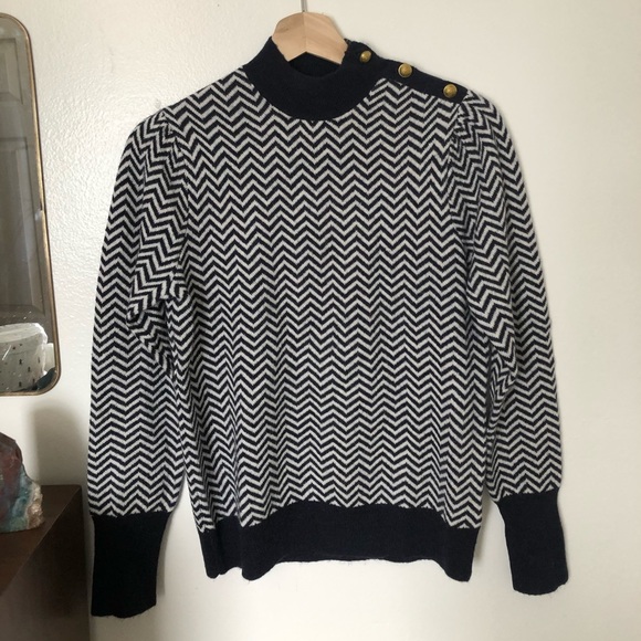 J. Crew Sweaters - J Crew Button Detail Mockneck Sweatet Herringbone